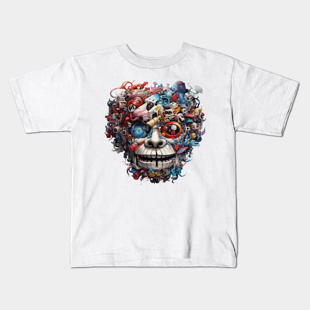 Robotic Face Kids T-Shirt by Liana Campbell